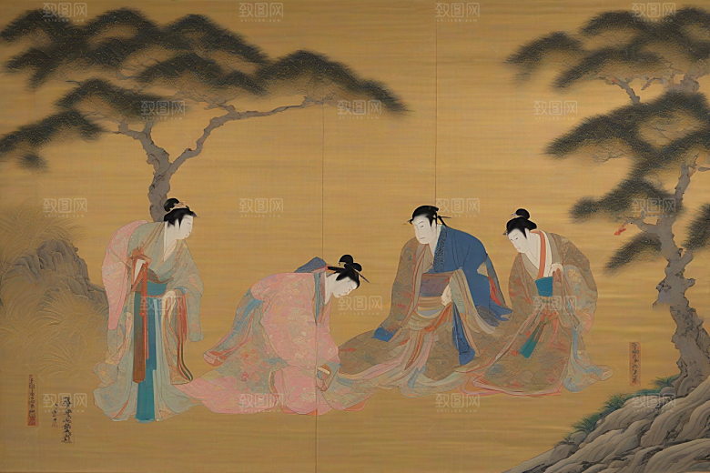 爱恋画卷古代东方风景中的永恒之情