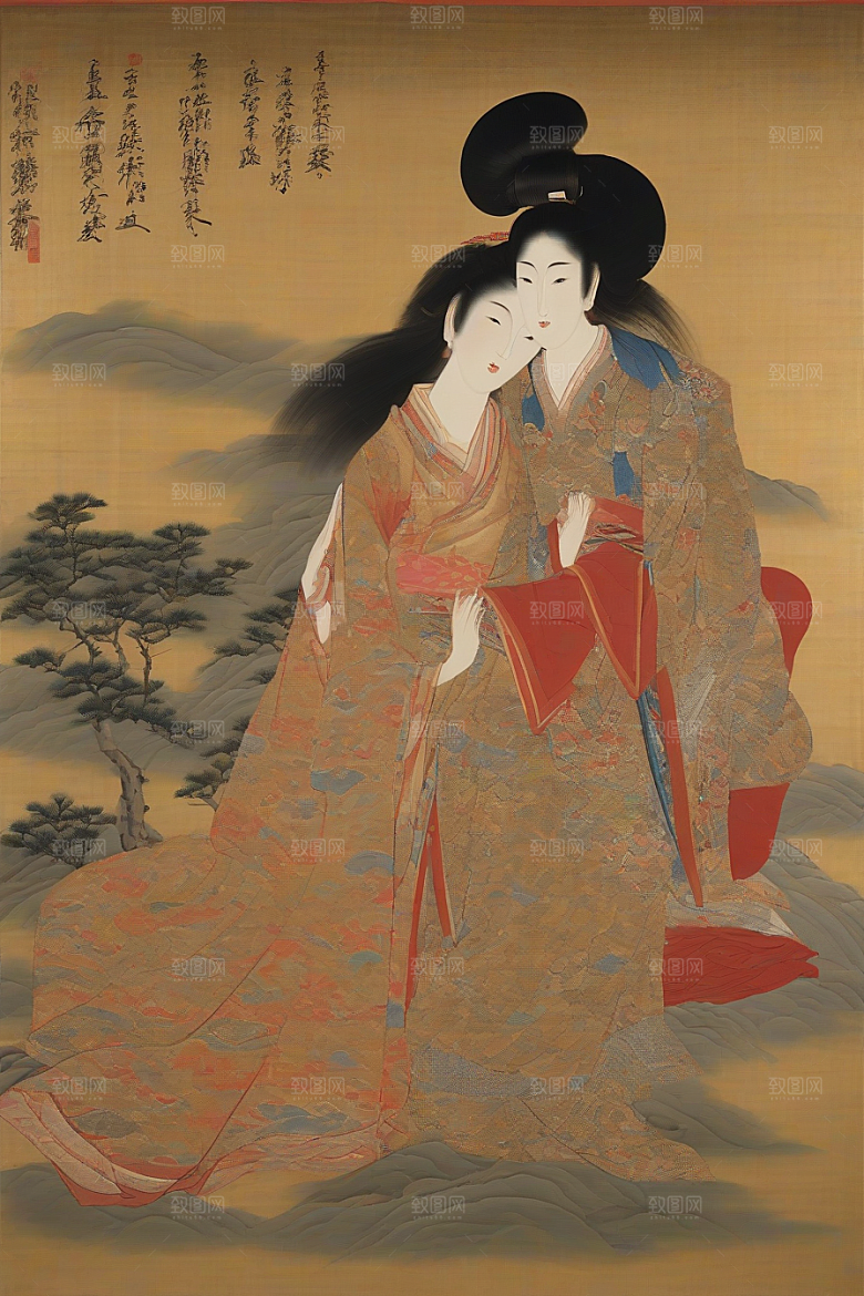 爱恋画卷古代东方风景中的永恒之情