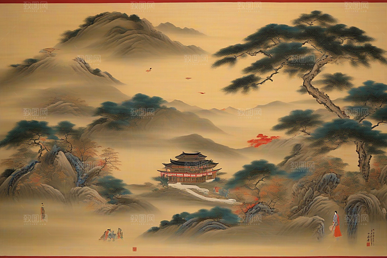 爱恋画卷古代东方风景中的永恒之情