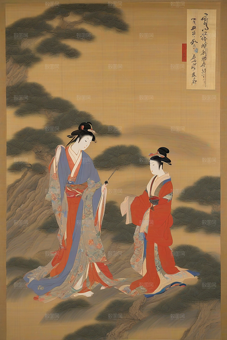 爱恋画卷古代东方风景中的永恒之情