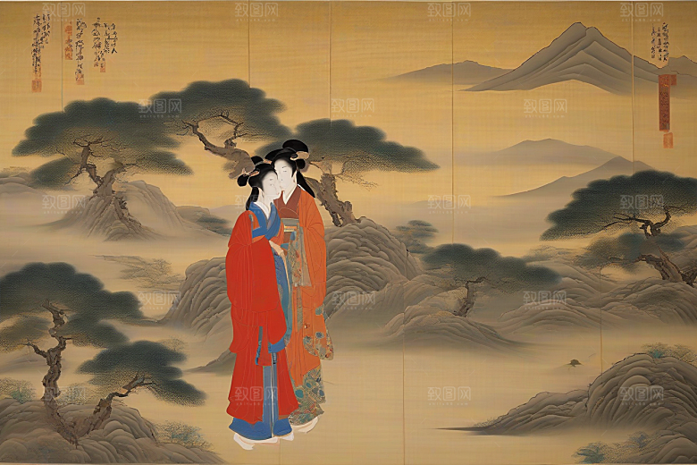 千年情缘古代东方风景中的传世爱恋