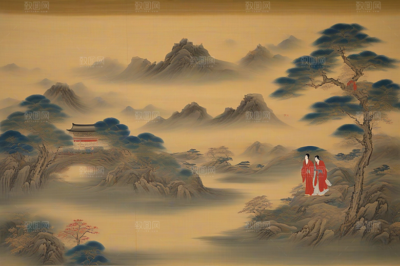 经典传承古代东方风景中的深情故事
