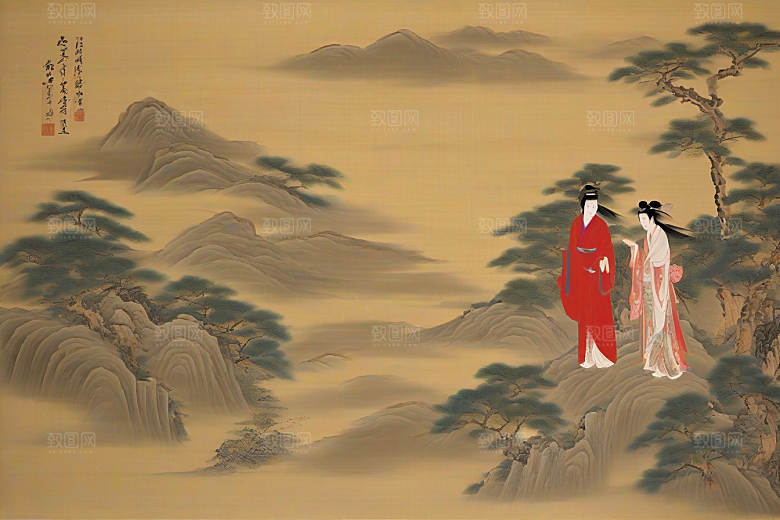 经典传承古代东方风景中的深情故事