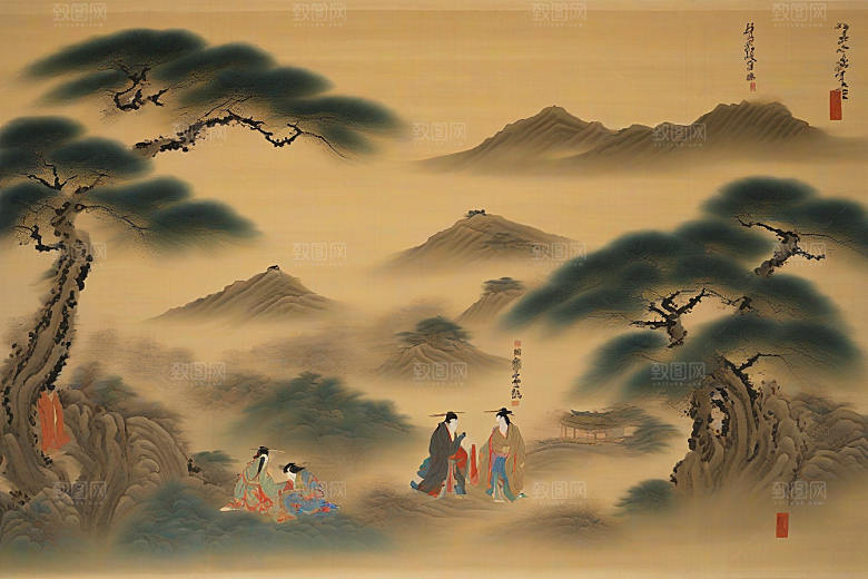 经典传承古代东方风景中的深情故事