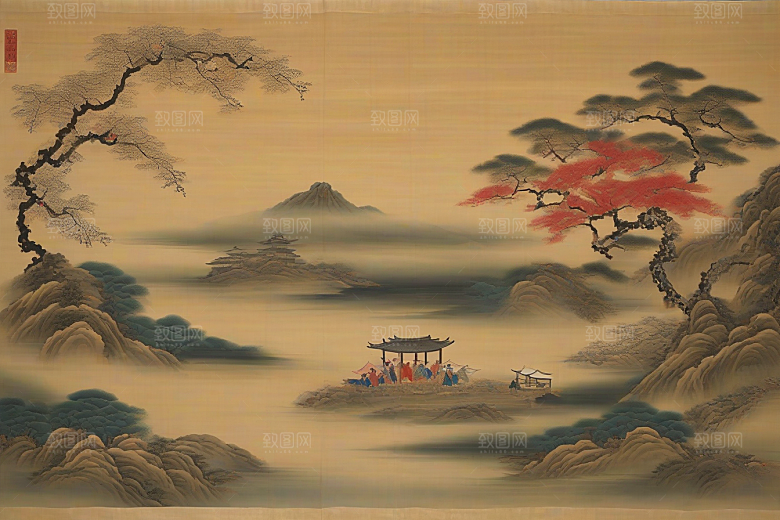 经典传承古代东方风景中的深情故事