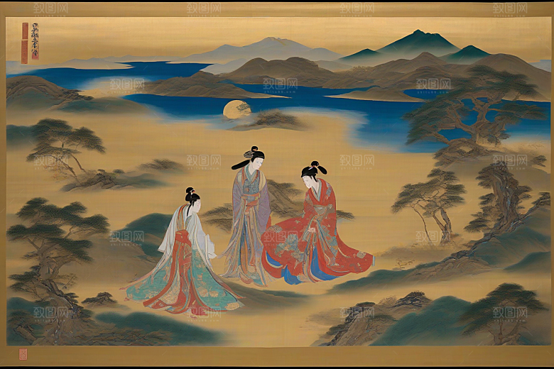 爱的印迹古代东方风景中的动人爱情