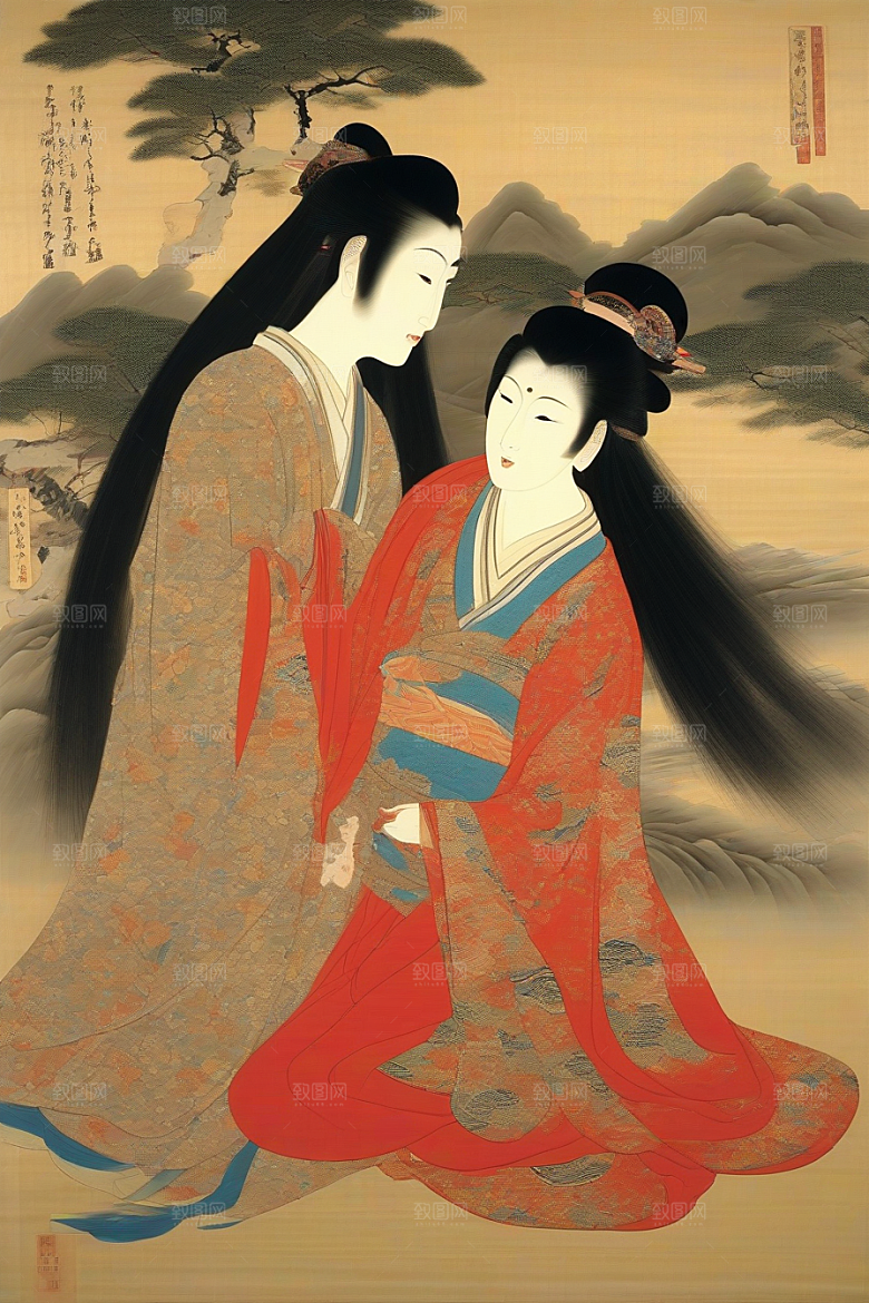 爱的印迹古代东方风景中的动人爱情