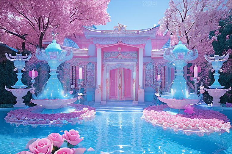 粉色魔法闪耀水波
