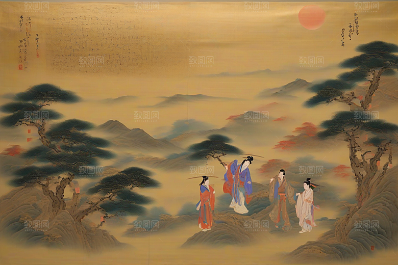 爱的印迹古代东方风景中的动人爱情