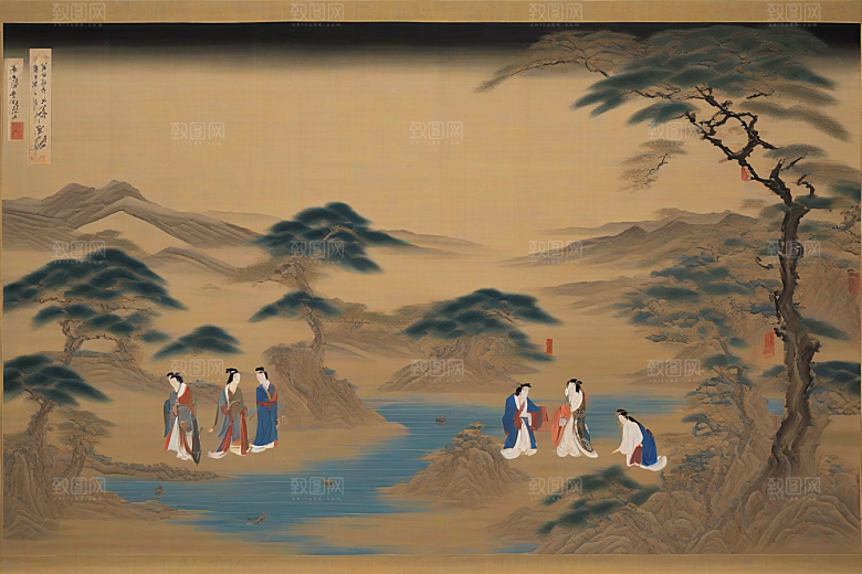 爱的印迹古代东方风景中的动人爱情