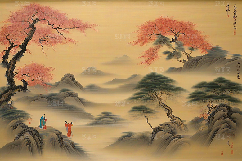 爱的印迹古代东方风景中的动人爱情