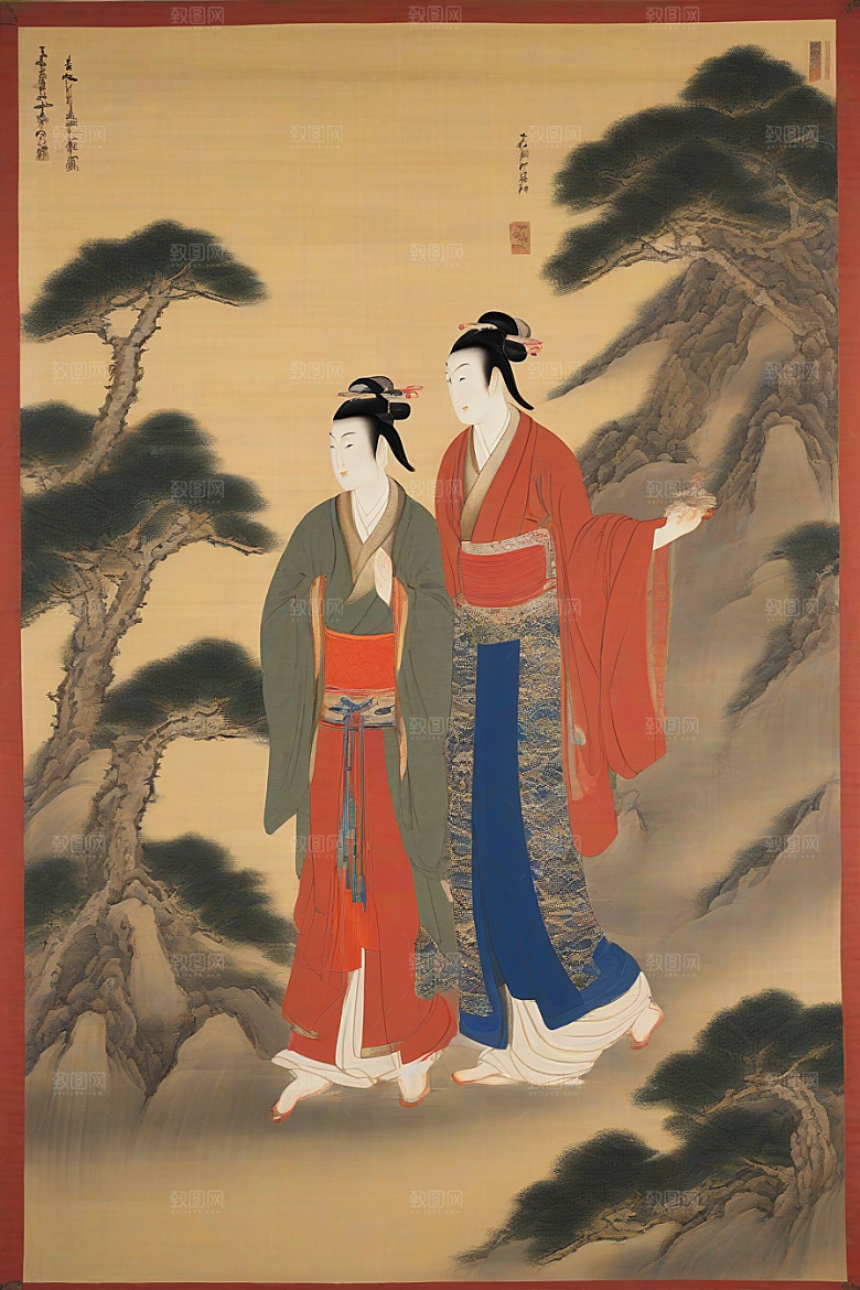 爱的印迹古代东方风景中的动人爱情