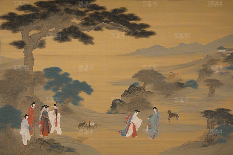 爱的印迹古代东方风景中的动人爱情