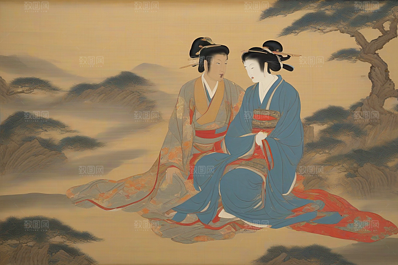 爱的印迹古代东方风景中的动人爱情