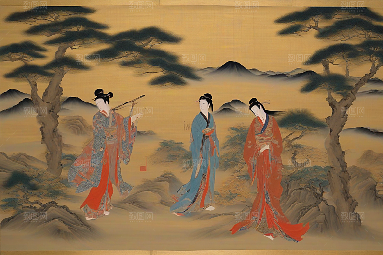 画境情缘古老东方风景中的激情与离别