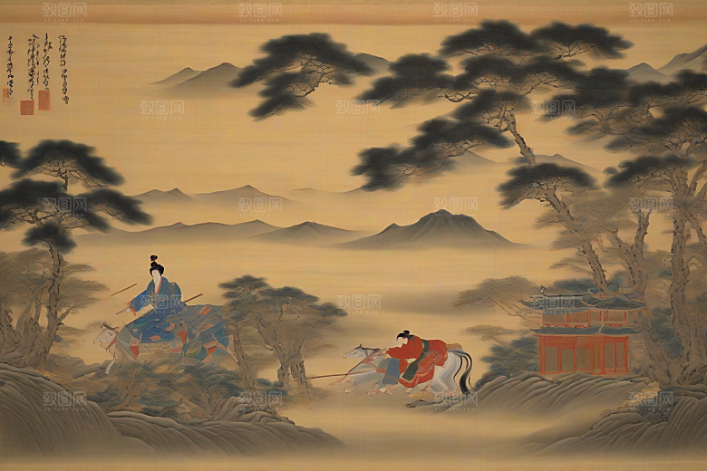 画境情缘古老东方风景中的激情与离别