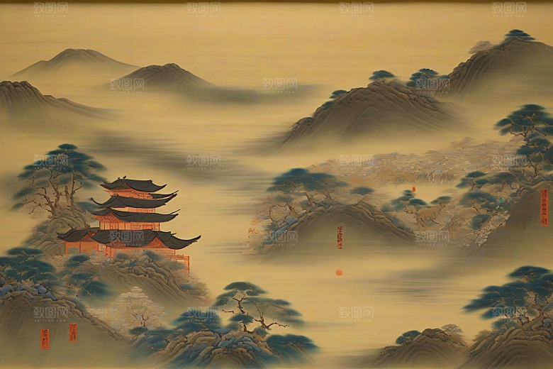画境情缘古老东方风景中的激情与离别