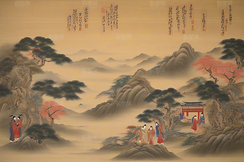 画境情缘古老东方风景中的激情与离别
