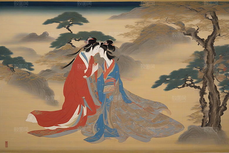 画境情缘古老东方风景中的激情与离别