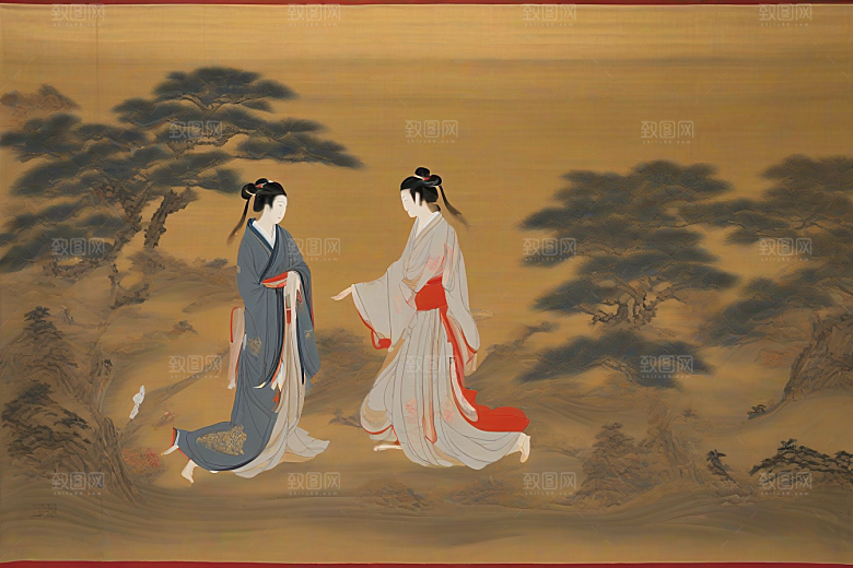 画境情缘古老东方风景中的激情与离别