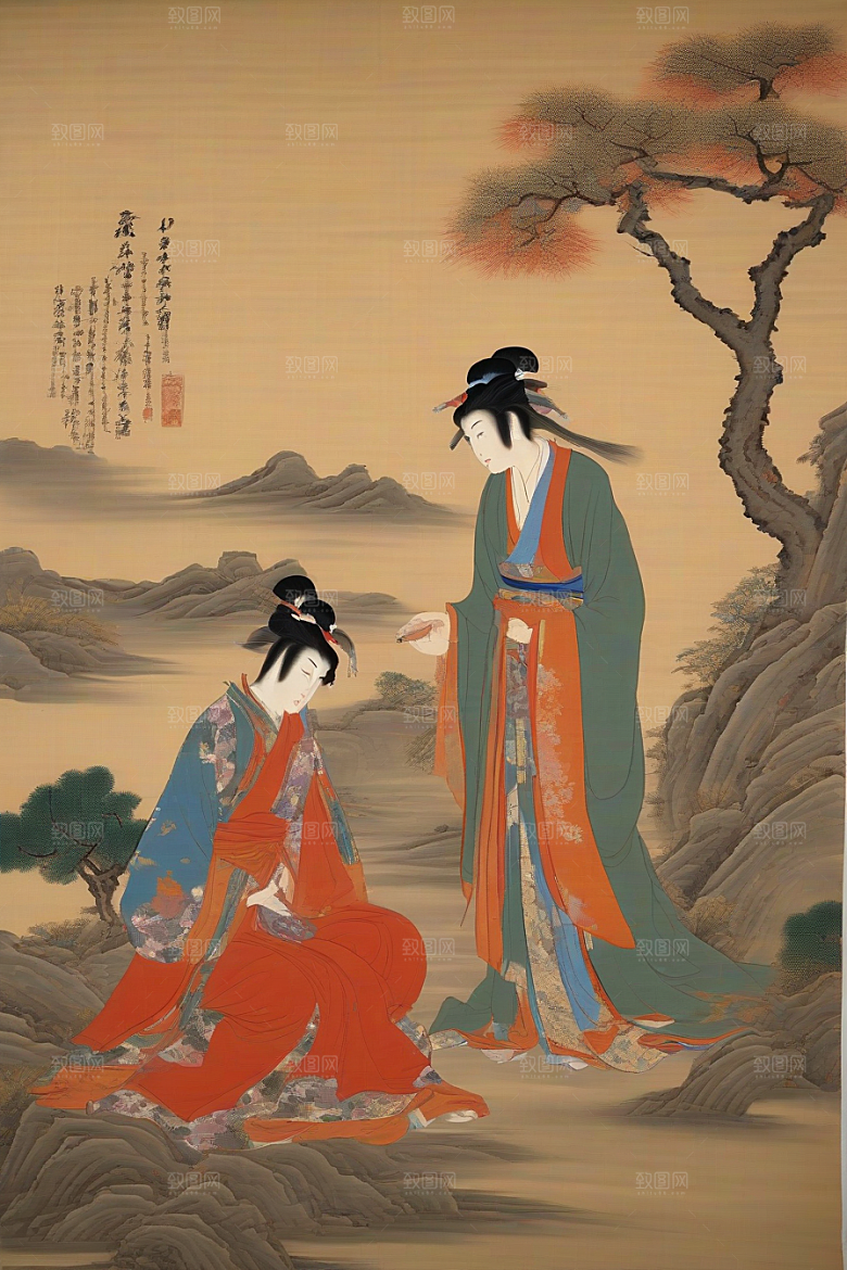 画境情缘古老东方风景中的激情与离别
