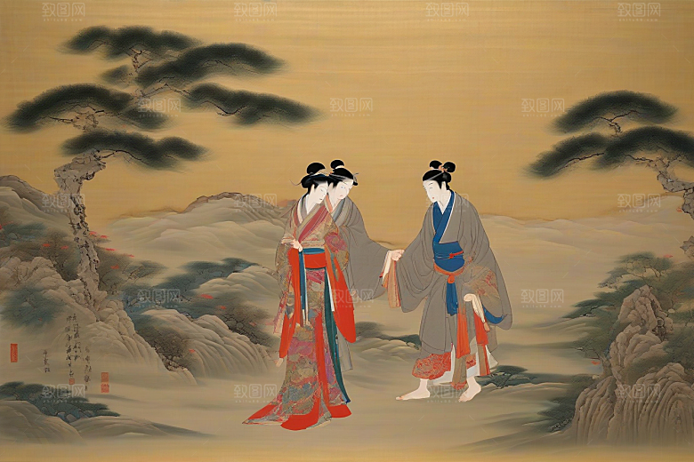 画境情缘古老东方风景中的激情与离别