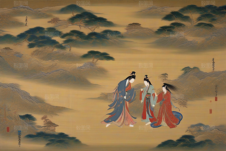 画境情缘古老东方风景中的激情与离别