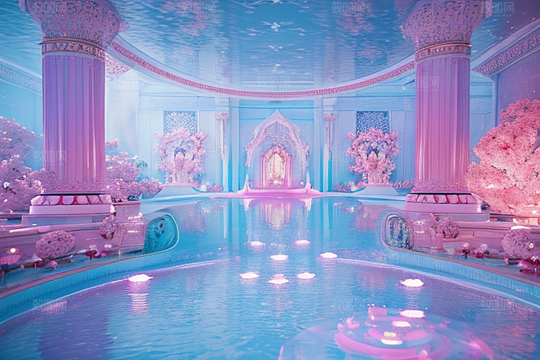 粉色魔法闪耀水波