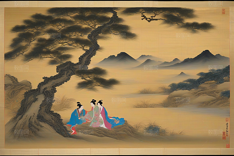 永恒之爱古代东方风景中的感人传说
