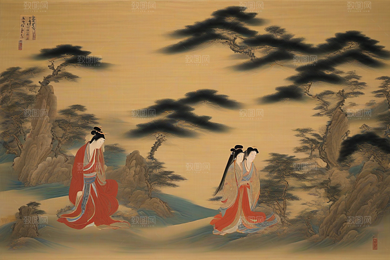 永恒之爱古代东方风景中的感人传说