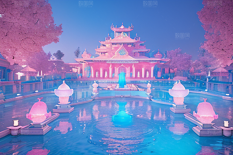 粉色魔法闪耀水波