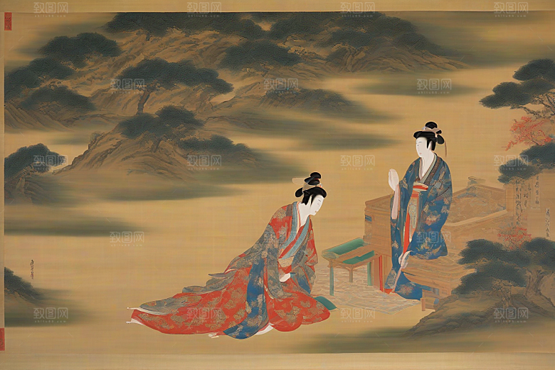 永恒之爱古代东方风景中的感人传说