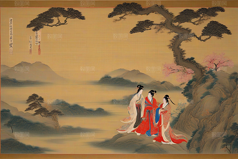 永恒之爱古代东方风景中的感人传说