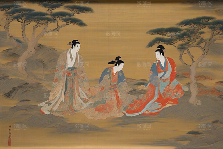 永恒之爱古代东方风景中的感人传说