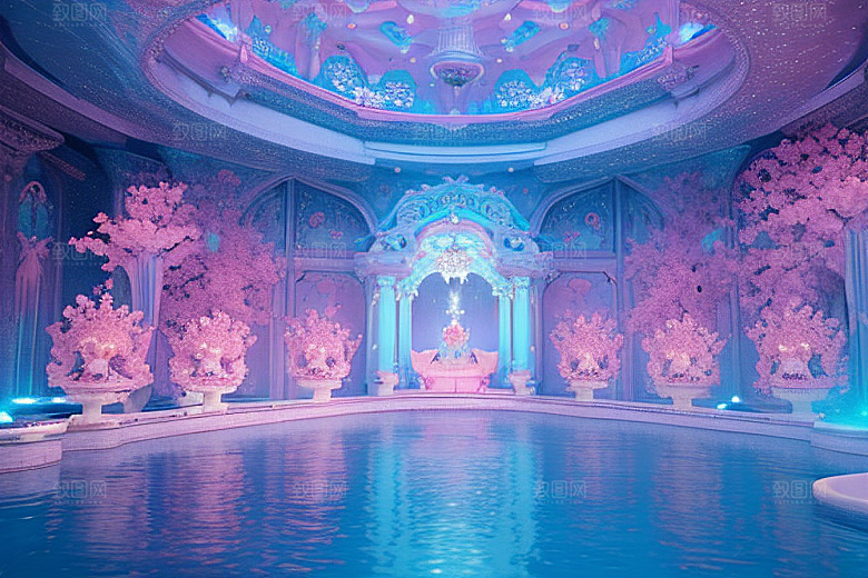 粉色魔法闪耀水波