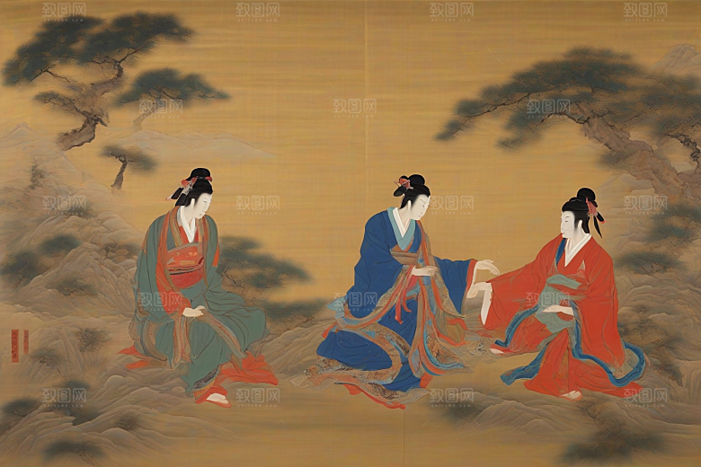 画卷之恋古老东方风景中的动人故事