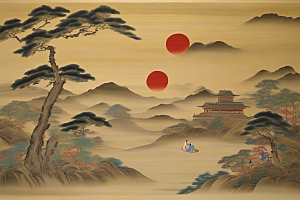 画卷之恋古老东方风景中的动人故事
