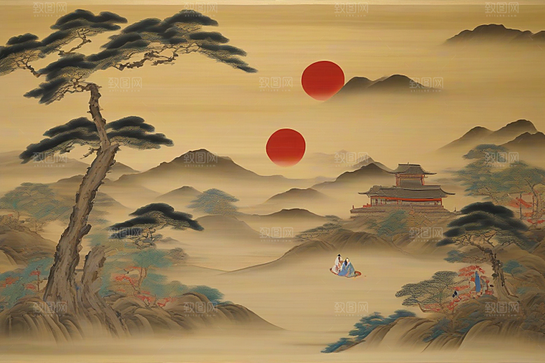 画卷之恋古老东方风景中的动人故事