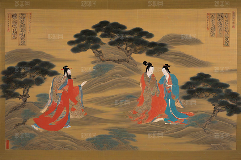 画卷之恋古老东方风景中的动人故事
