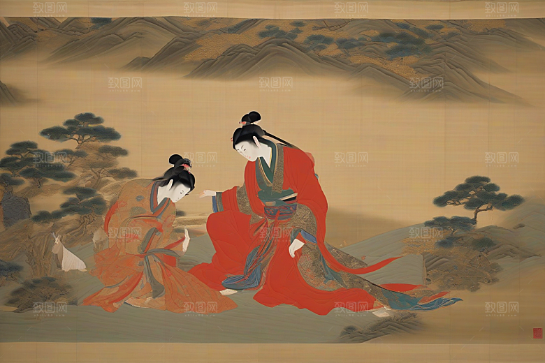 画卷之恋古老东方风景中的动人故事