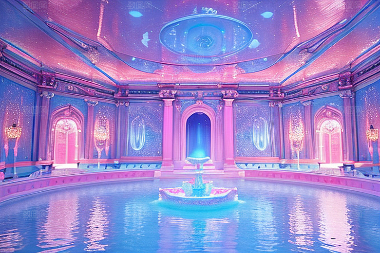 粉色魔法闪耀水波
