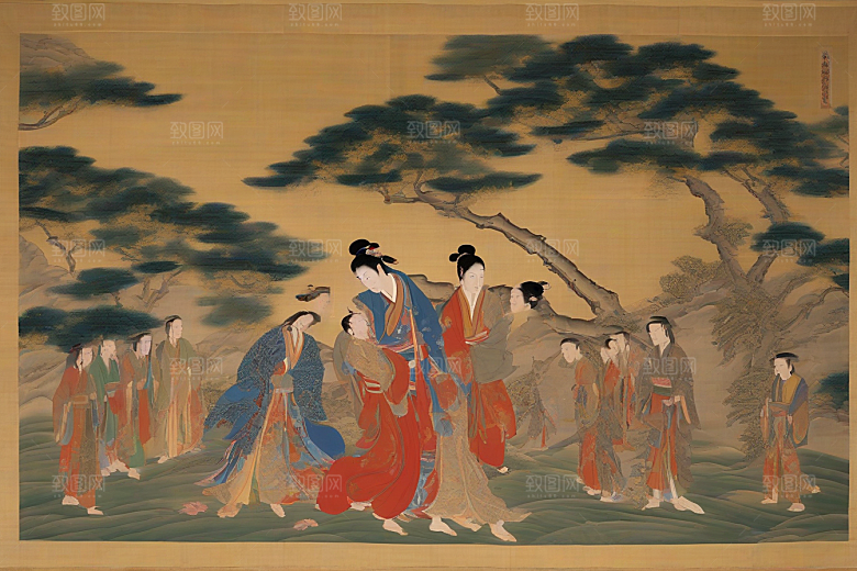 画卷之恋古老东方风景中的动人故事