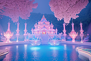 粉色魔法闪耀水波