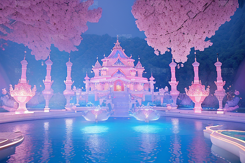 粉色魔法闪耀水波