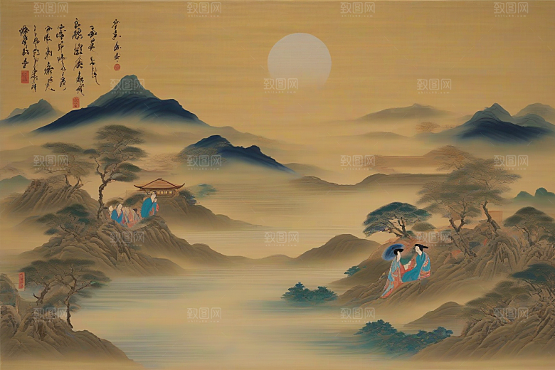 经典爱情古代东方风景中的动人传说