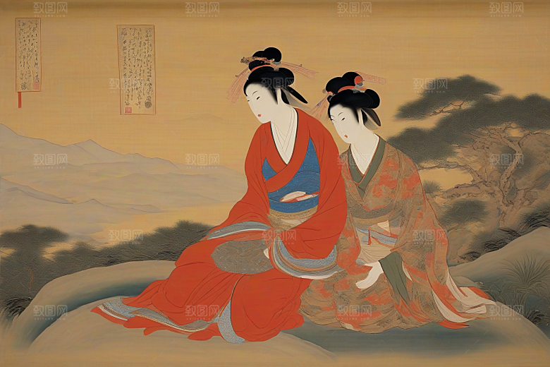 经典爱情古代东方风景中的动人传说