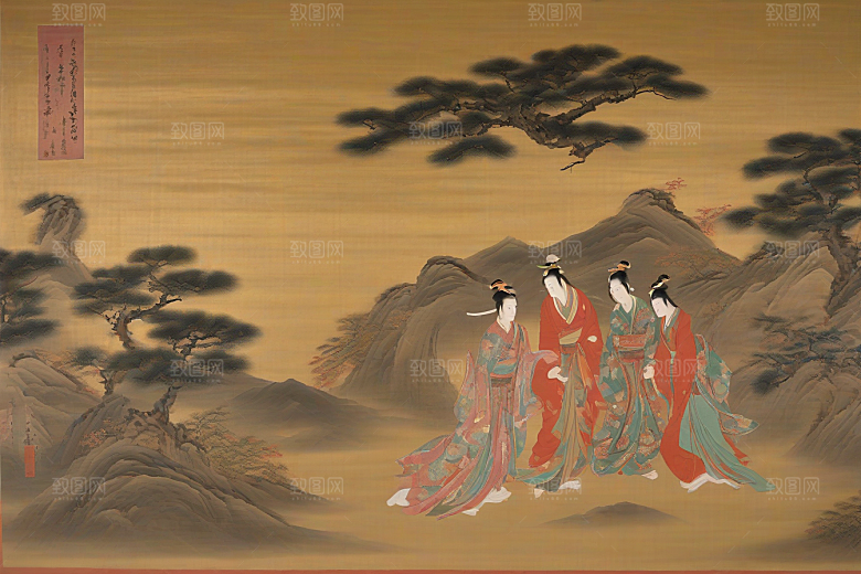 经典爱情古代东方风景中的动人传说