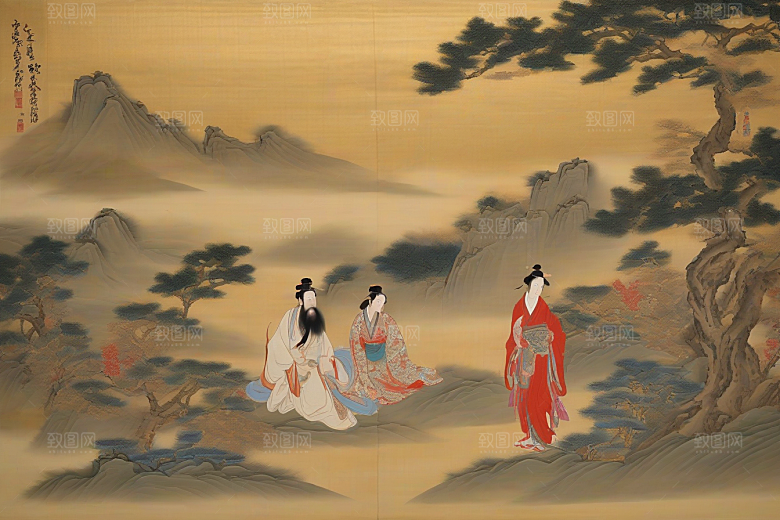 经典爱情古代东方风景中的动人传说