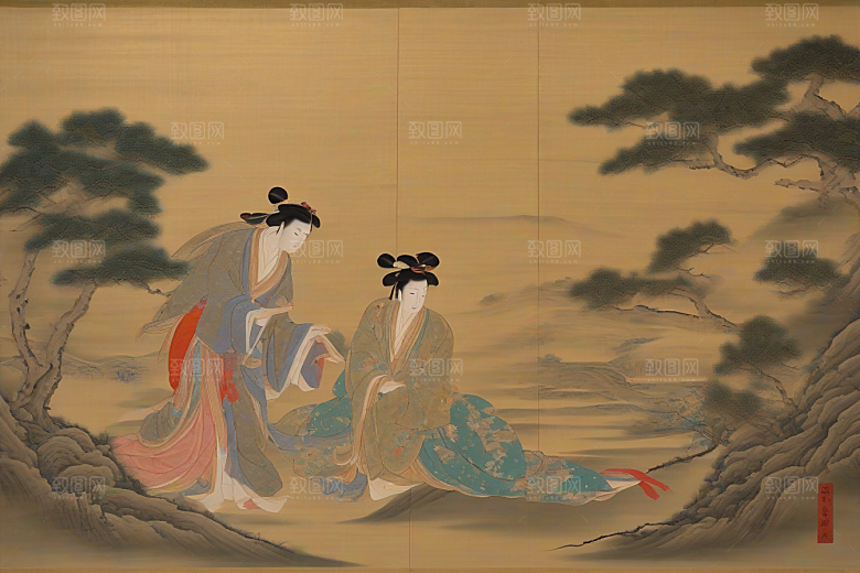 经典爱情古代东方风景中的动人传说