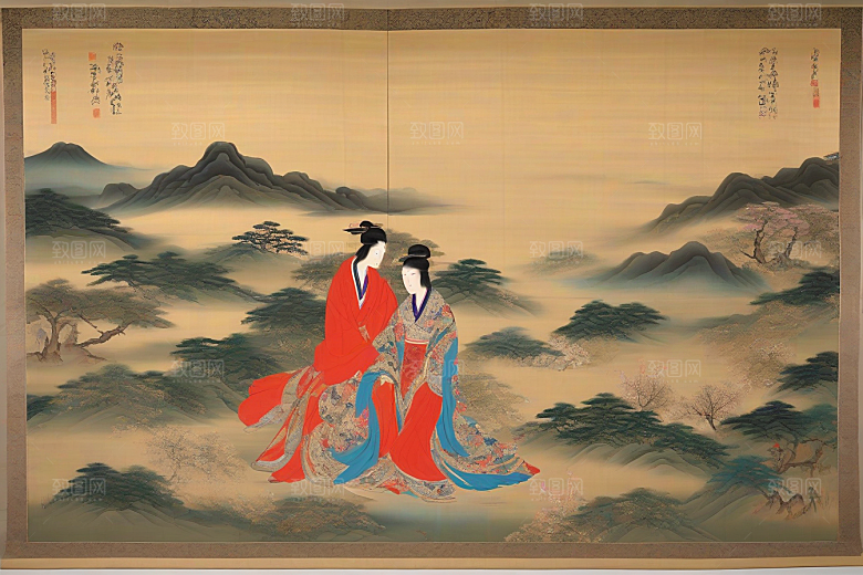 经典爱情古代东方风景中的动人传说